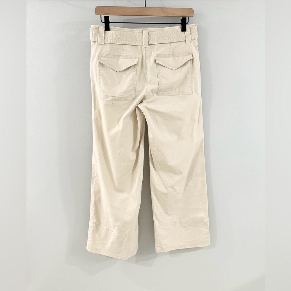 Loft Belted Wide Leg Cropped Pants Beige Size 2 - Picture 6 of 6